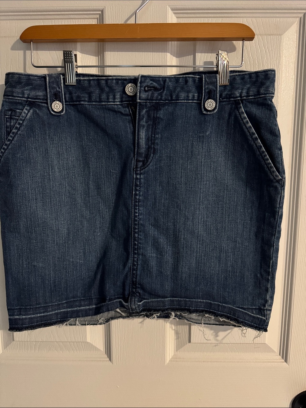 GAP Dark Blue Denim Mini Skirt with Frayed Hem
